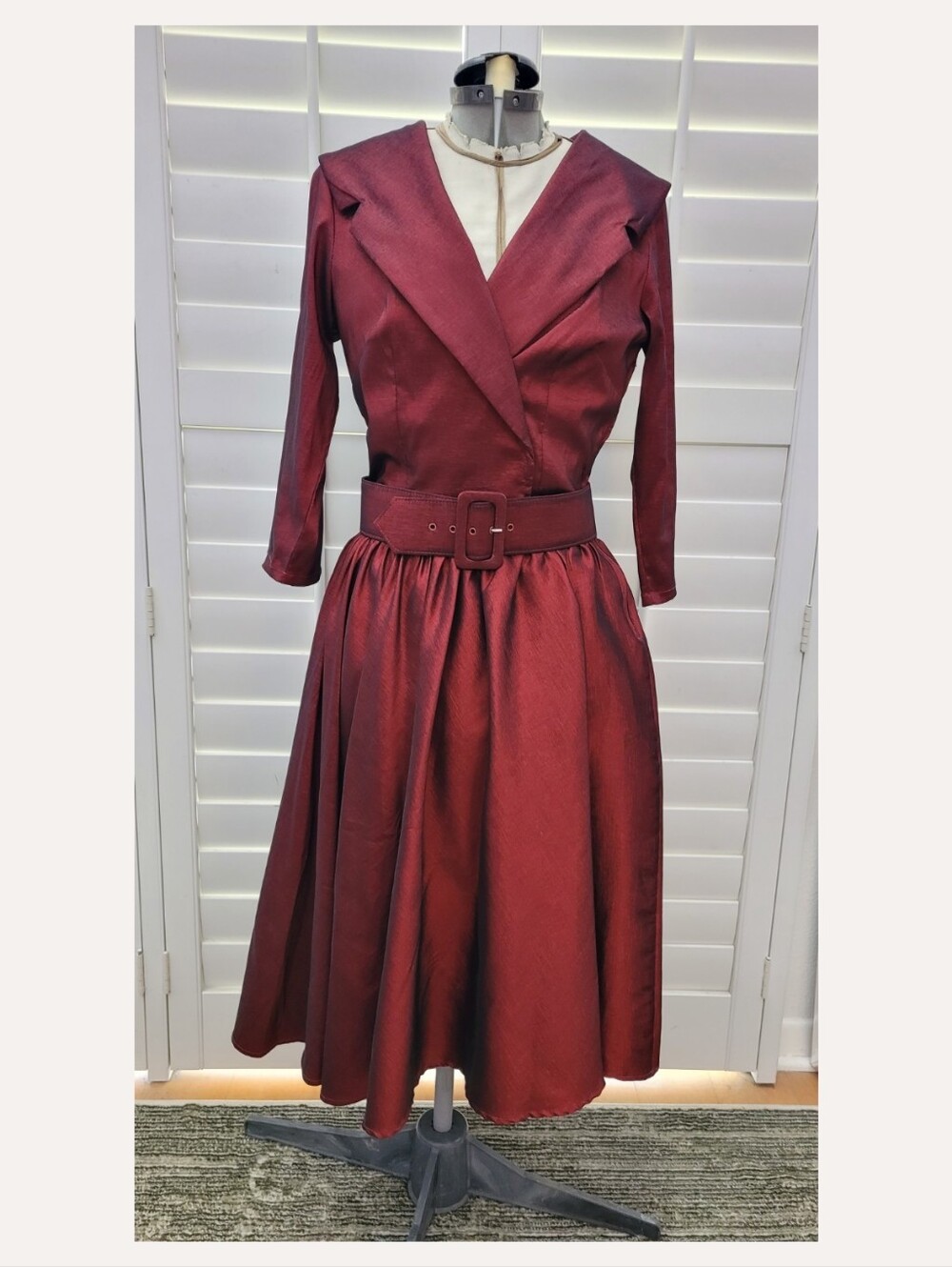 Pinup Girl Clothing Pinup Couture Birdie Dress Burgundy Red Taffeta M